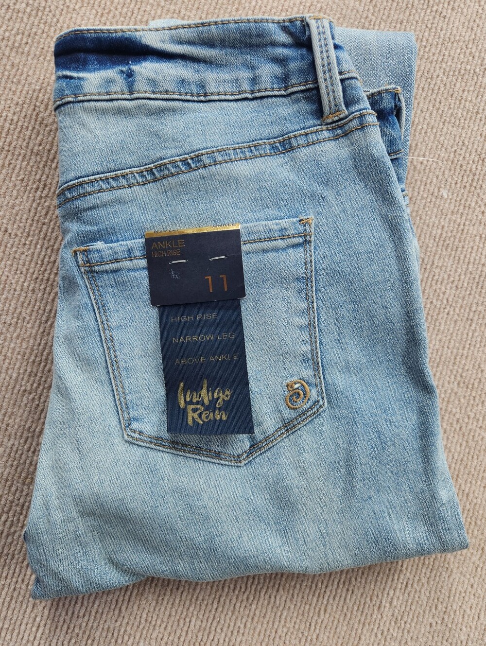 Indigo Rein Junior's Size 11 Blue Distressed High Rise Ankle Jeans Stretch Denim